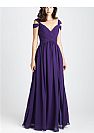 Double V-Neck Ruched Grape Chiffon Bridesmaid Dresses