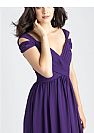 Double V-Neck Ruched Grape Chiffon Bridesmaid Dresses