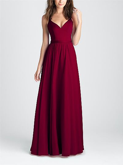 Elegant Burgundy V-Neck Bridesmaid Dresses with Spaghetti Straps