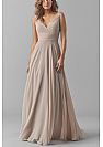 Pleated Champagne V-Neck Bridesmaid Dresses with Straps & Sash