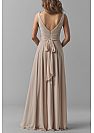 Pleated Champagne V-Neck Bridesmaid Dresses with Straps & Sash