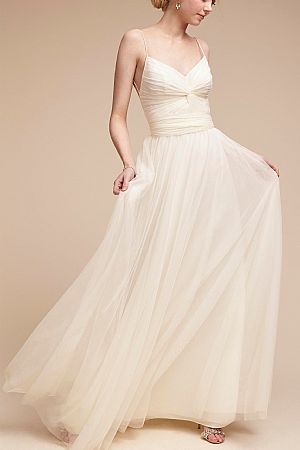 Ruched Puffy Tulle Evening Dresses with Spaghetti Straps