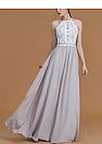 Stylish Halter Chiffon Bridesmaid Dresses with Lace Bodice