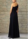 One Shoulder Ruched Black Chiffon Bridesmaid Dresses