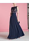 Navy Blue A-line Chiffon Bridesmaid Dresses with Lace Top