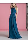 Ruched Blue Halter Chiffon Bridesmaid Dresses with Straps