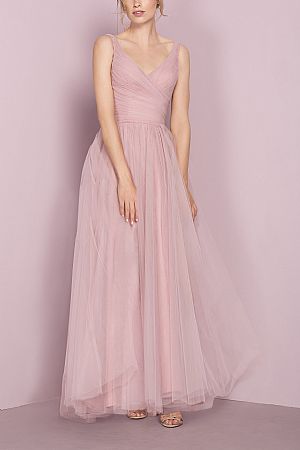 Pleated Pink A-line Evening Dresses Wedding Party Gowns