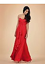 Red Ruched Sweetheart Chiffon Bridesmaid Dresses with Ruffles