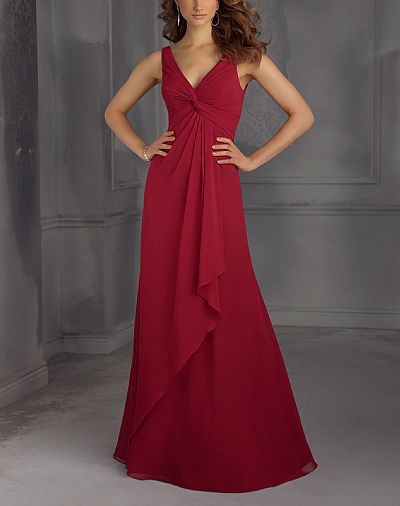 Ruched Burgundy A-Line Bridesmaid Dresses with Knot