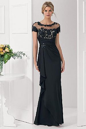 Modest Chiffon Mother of Bride Dress with Jewel Neckline