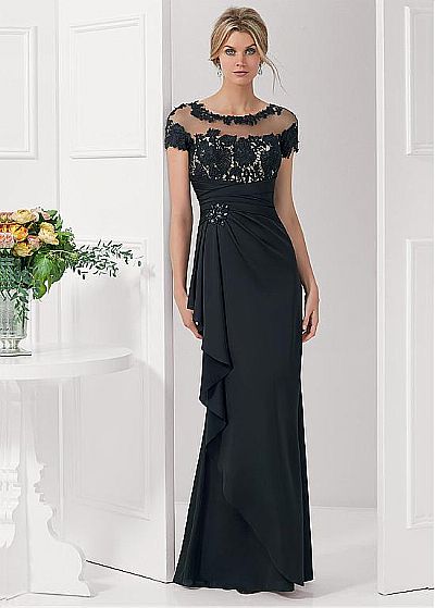 Modest Chiffon Mother of Bride Dress with Jewel Neckline