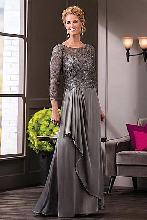 Gray Chiffon Mother of The Bride Groom Dresses