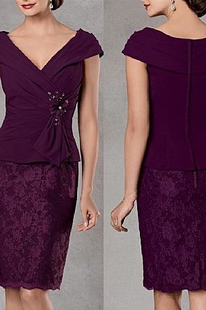 Knee Length Purple Mother of The Bride Dresses