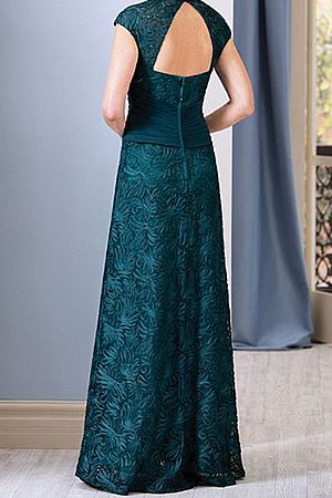 Dark Green Lace Mother of The Bride Dress with Cap Sleeves