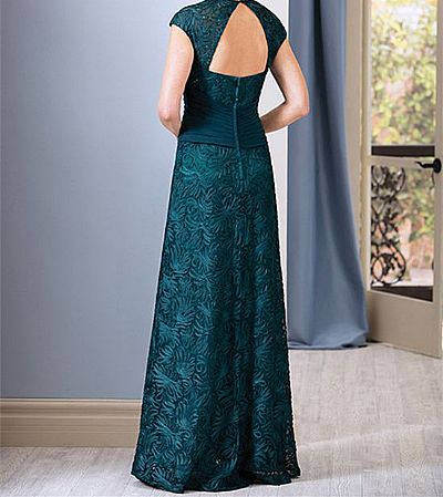 Dark Green Lace Mother of The Bride Dress with Cap Sleeves