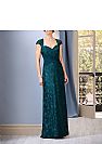 Dark Green Lace Mother of The Bride Dress with Cap Sleeves