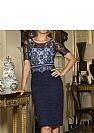 Navy Blue Ruched Mother of The Bride Dress with Jacket