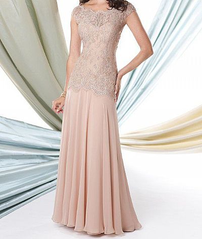 Pink Long Chiffon Mother of The Bride Dresses