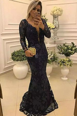 Sexy Blue Lace Mother of The Bride Groom Dresses