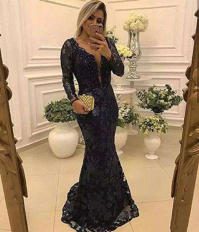 Sexy Blue Lace Mother of The Bride Groom Dresses