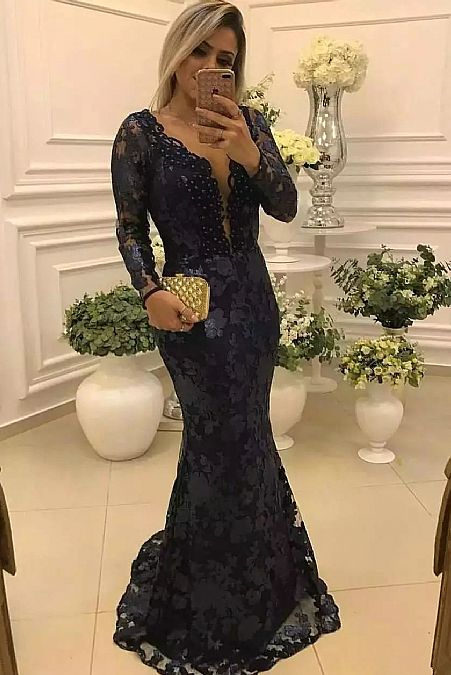 Sexy Blue Lace Mother of The Bride Groom Dresses