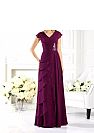 Purple Tiered Chiffon Mother of The Bride Dresses