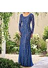 Blue Lace Beaded Mother of The Bride Dresses