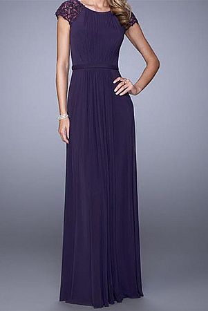 Purple Chiffon Long Mother of The Bride Dresses