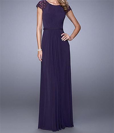 Purple Chiffon Long Mother of The Bride Dresses