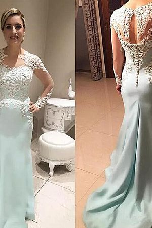 Mint Satin Mother of the Bride Dresses Wedding Guest Gowns