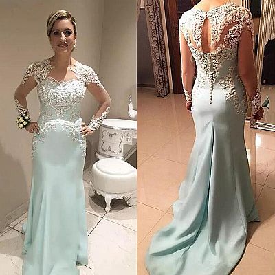 Mint Satin Mother of the Bride Dresses Wedding Guest Gowns