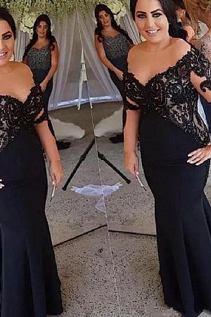 2018 Black Mermaid Mother of the Bride Dresses for Wedding Party
