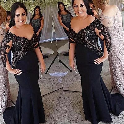 2018 Black Mermaid Mother of the Bride Dresses for Wedding Party