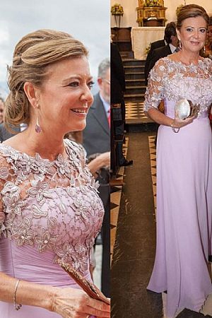 Classy Floral Appliqued Mother of the Bride Dresses Half Sleeves