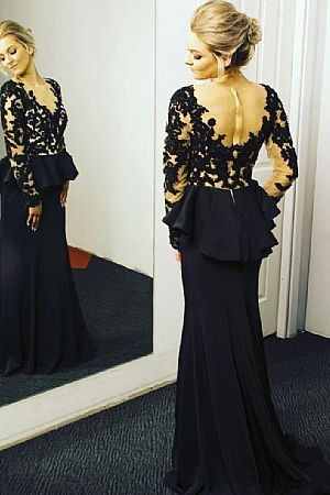 Black Chiffon Mother of the Bride Dresses with Peplums