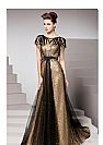 Gold and Black Tulle Mother of The Bride Dress with Beadings and Sequins