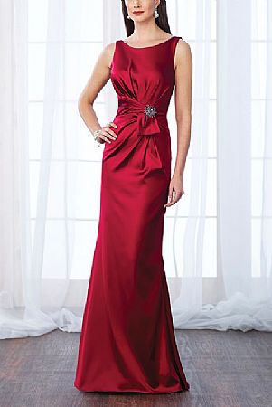 Sheath Pleated Burgundy Mother of the Bride Dresses