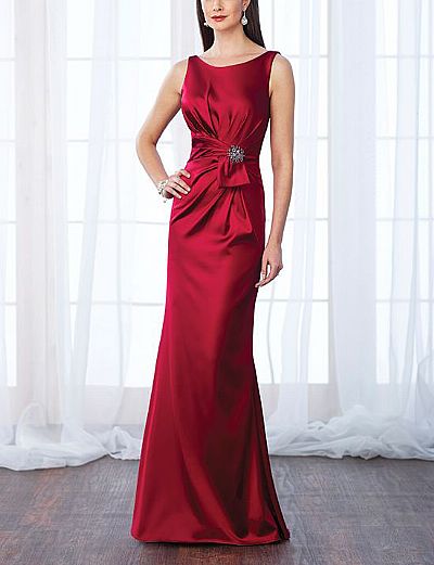 Sheath Pleated Burgundy Mother of the Bride Dresses