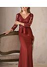 Brick-red Sheath Mother of the Bride Dresses with Peplum