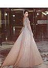 Sparkling Champagne Crystal Beaded Cape Evening Dress