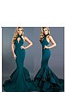 Sexy Halter Dark Green Evening Dress with Ruffles