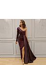 Sexy High Split Burgundy Prom Dress One Shoulder