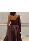 Sexy High Split Burgundy Prom Dress One Shoulder