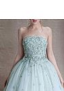 Strapless Mint Green Prom Dress with Floral Applique