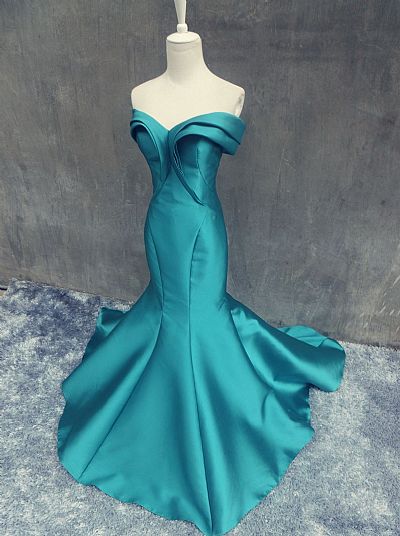 Ruched Strapless Emerald Green Evening Dress