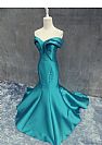 Ruched Strapless Emerald Green Evening Dress