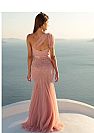 Dusty Rose One Shoulder Beaded Evening Dresses