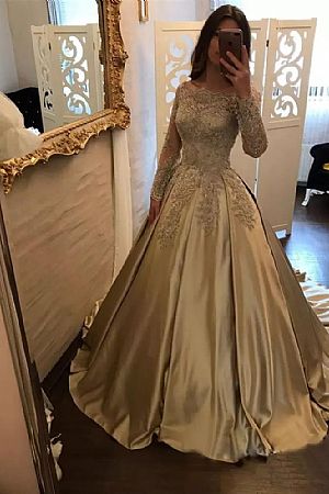 Illusion Pleated Champagne Ball Gown Prom Dress