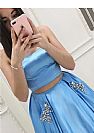 Two Pieces Blue Formal Evening Dresses
