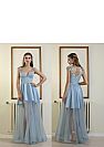 See Through Blue Tulle Evening Dresses